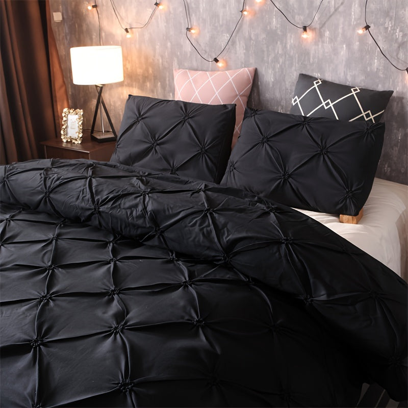 Duvet Cover Set | Quilted Texture | Breathable All-Season Comfort | Polyester