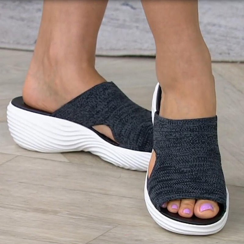 Platform Slip-On Sandals | Extra-Thick Cushioned Sole | Breathable Stretch Knit Upper | Ergonomic Support