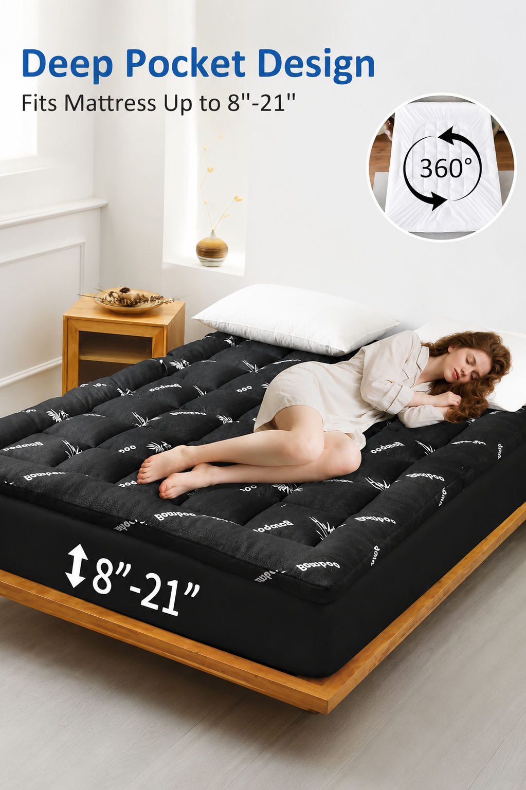 Cooling Bamboo Mattress Topper – Extra Thick & Breathable Viscose