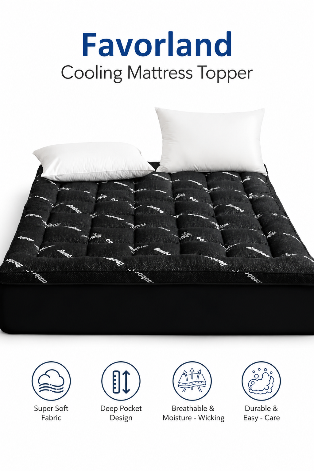 Cooling Bamboo Mattress Topper – Extra Thick & Breathable Viscose