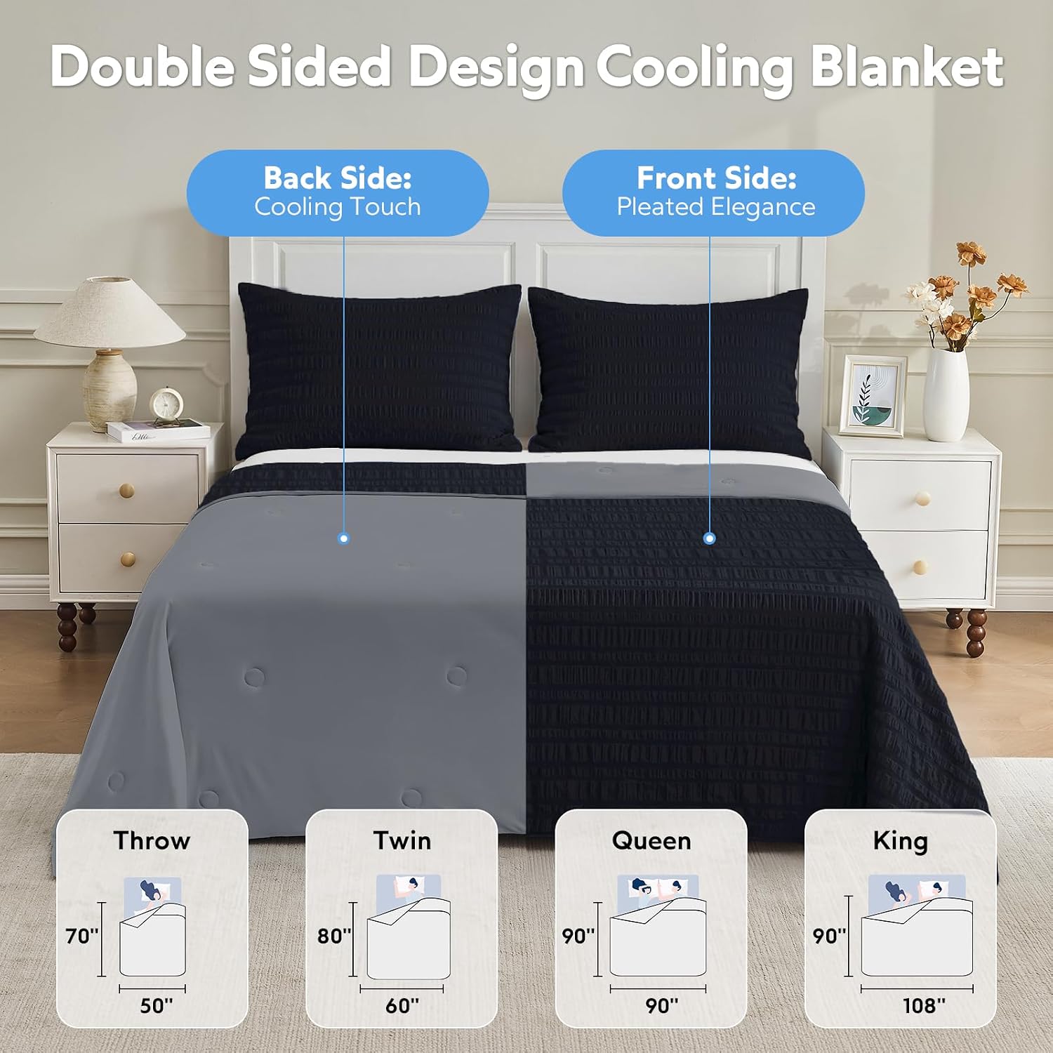 Lightweight Cooling Blanket with Dual-Sided Design for Warm Sleepers
