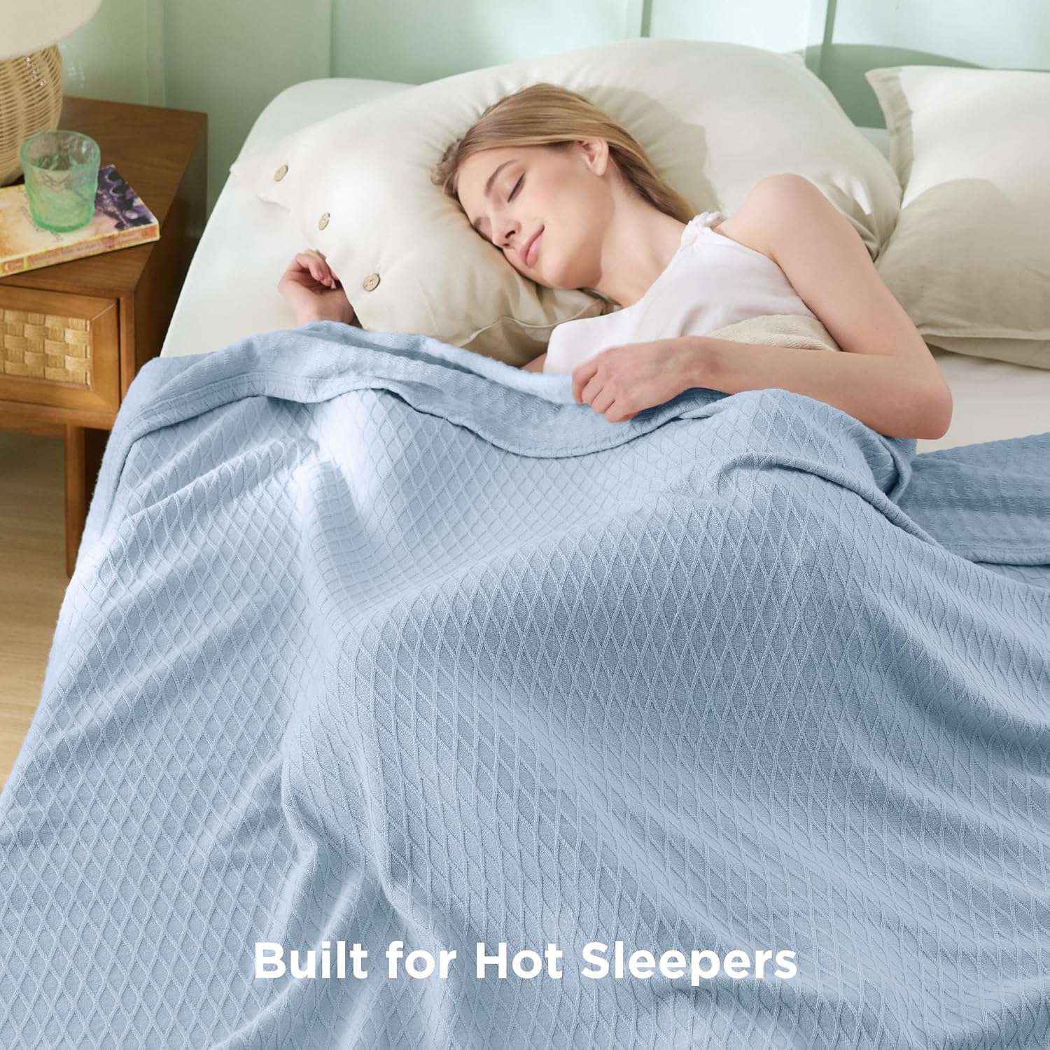 Cooling Bamboo Rayon Throw Blanket for Hot Sleepers - Lightweight Summer Comfort
