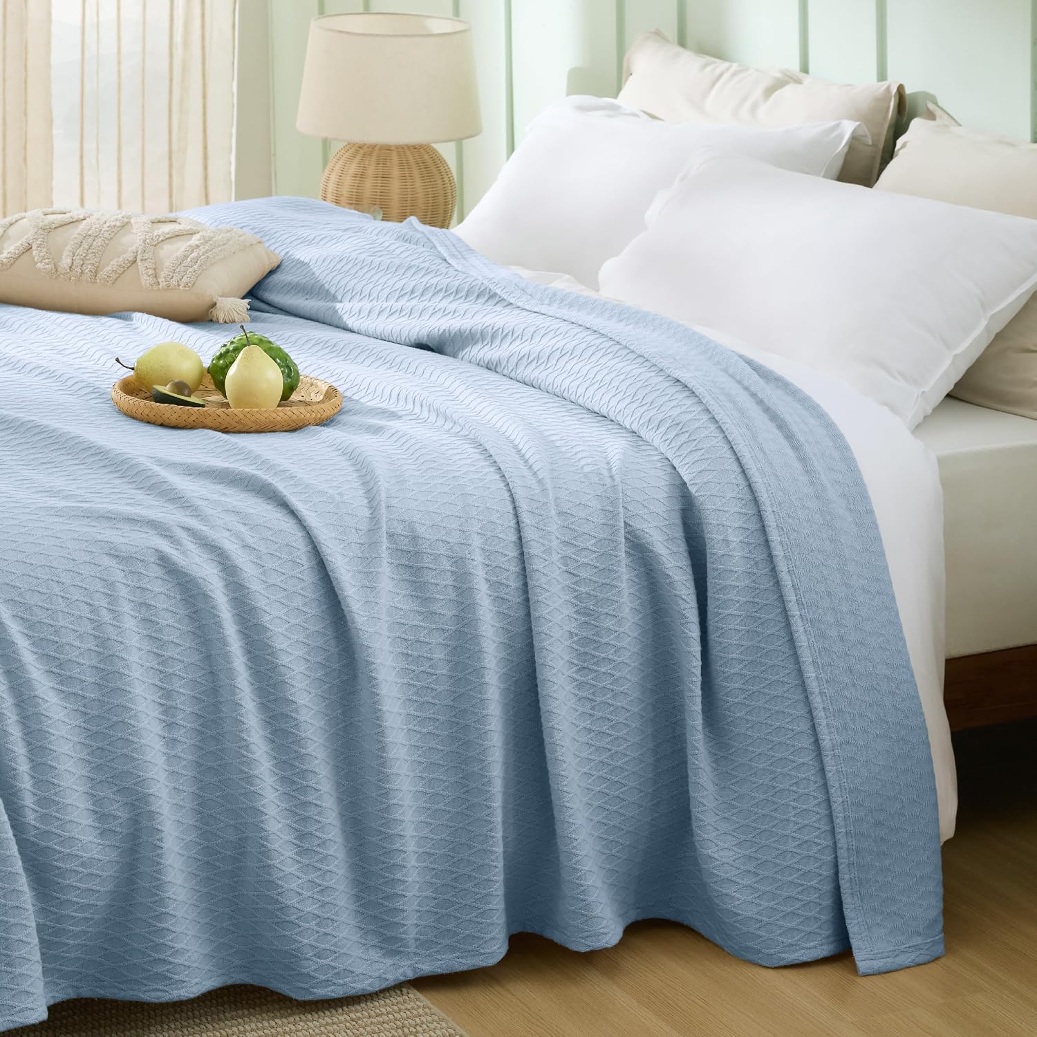 Cooling Bamboo Rayon Throw Blanket for Hot Sleepers - Lightweight Summer Comfort