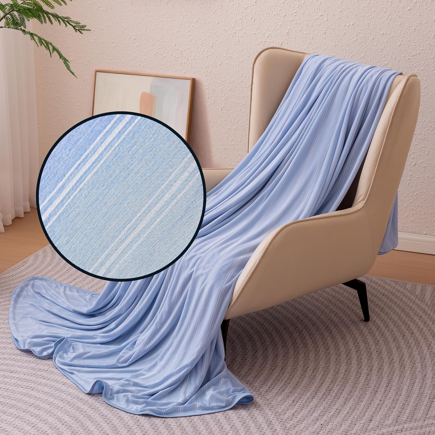 Lightweight Reversible Blanket for Hot Sleepers | Soft Thin Throw for Couch & Bed