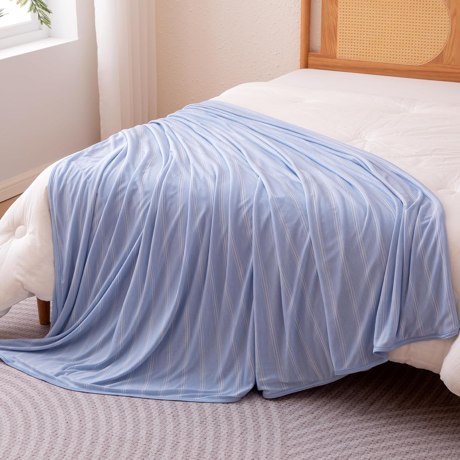 Lightweight Reversible Blanket for Hot Sleepers | Soft Thin Throw for Couch & Bed