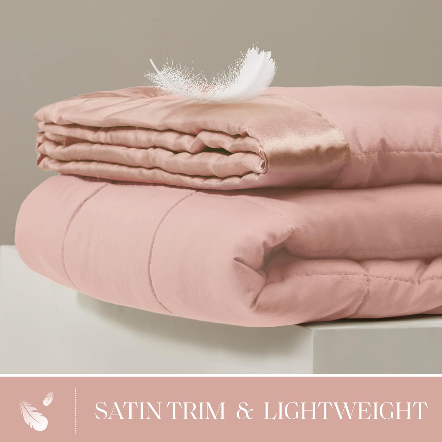 Lightweight Down Alternative Blanket with Moisture-Wicking – All Season Bed Cover with Satin Trim