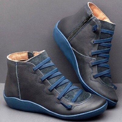 Women’s Ankle Boots | High-Quality PU Leather & Cozy Lining | Side Zipper & Adjustable Laces | Versatile Fashion Colors