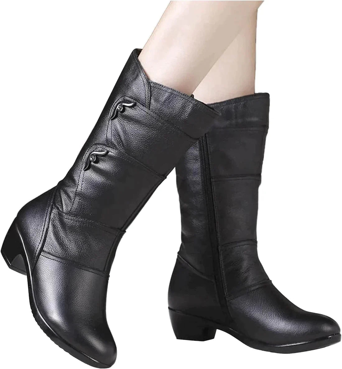 Women’s Winter Boots | High-Heel PU Leather | Anti-Slip Sole & Warm Lining | Comfortable Fit