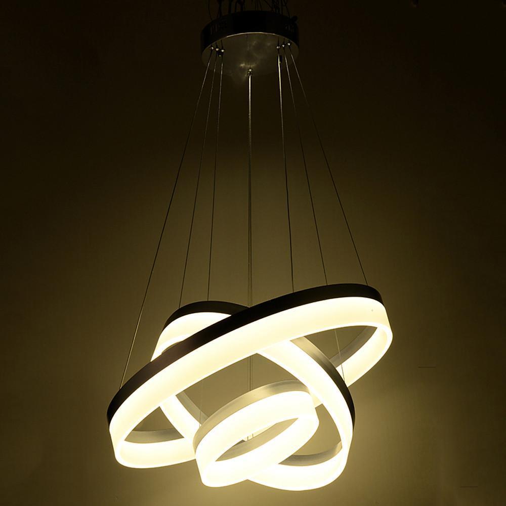 24'' Classic Vintage Metal Acrylic Chandelier With 1 LED Light - Easily Adjustable 3 Ring Design