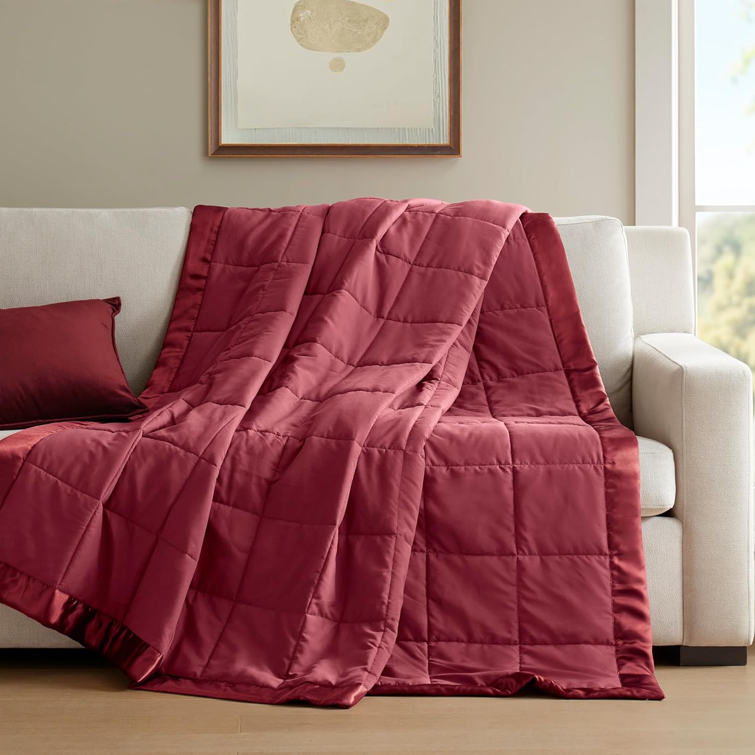 Lightweight Down Alternative Blanket with Moisture-Wicking – All Season Bed Cover with Satin Trim