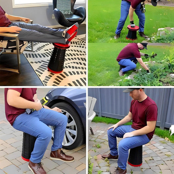 Lightweight Folding Stool with Retractable Features