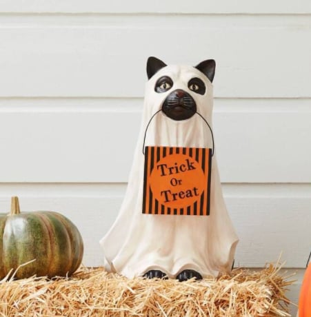 Life-Size Halloween Ghost Dog Candy Bowl Decoration