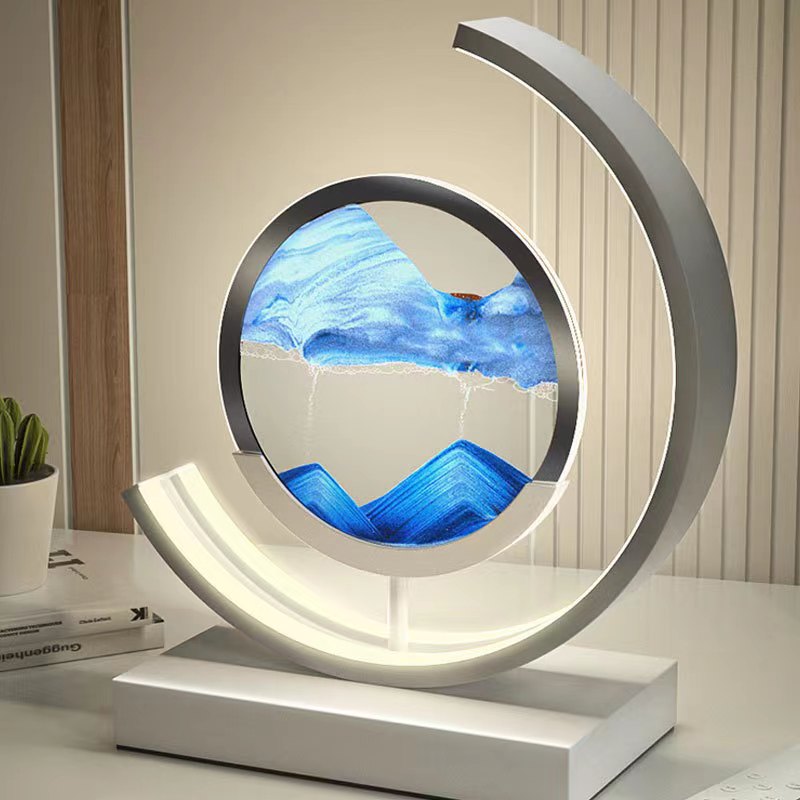 Drift Sand Art Table Lamp | 3D Rotating Sand Painting | Acrylic & LED Light | Stress Relief