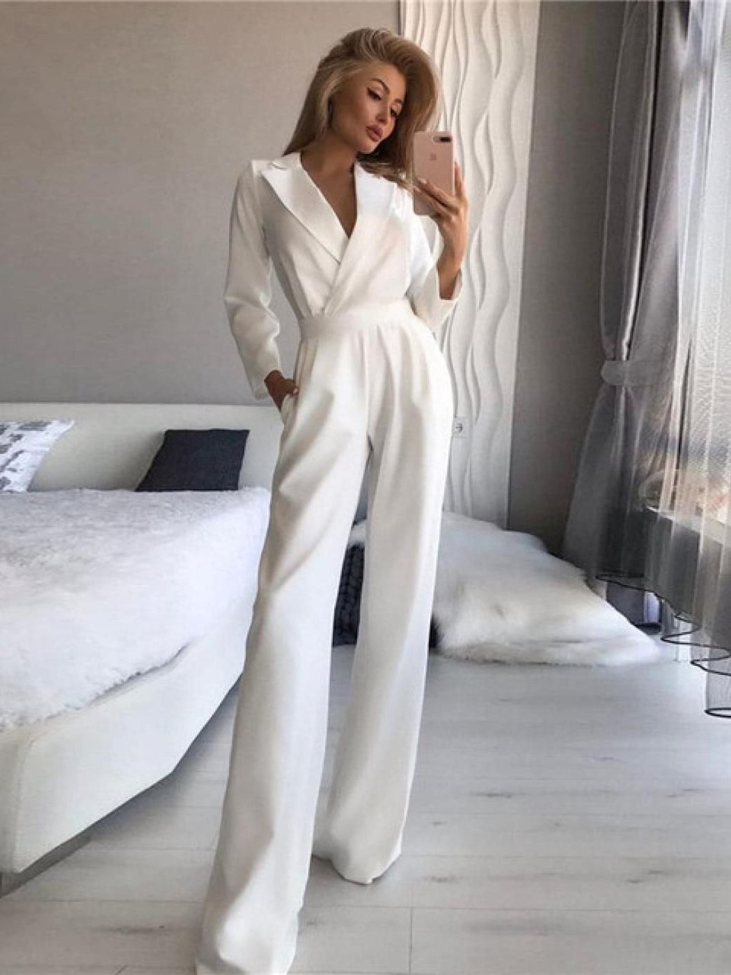 Women’s Jumpsuit | Long Sleeve Wrap-Front | Polyester Fabric | Flattering Fit & Comfortable Wear