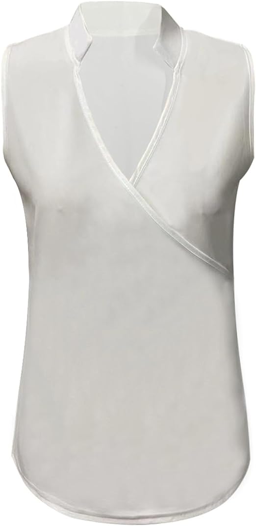 Women's Sleeveless V-Neck Wrap Blouse | Polyester Blend with Stretch | Criss-Cross Front | Comfortable Fit