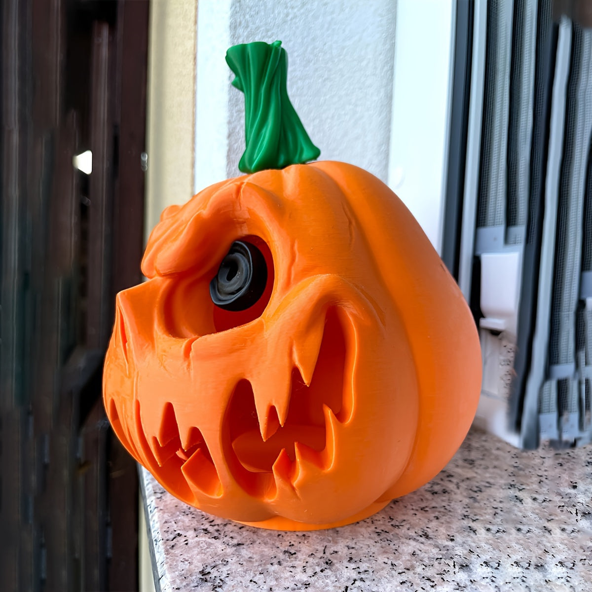 Giant Hollow Halloween Pumpkin Decoration with Carved Skull Design