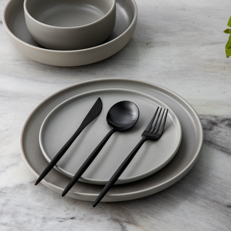 Flatware Set | Minimalist Design | Stainless Steel with Matte Titanium Coating | Durable & Food-Safe