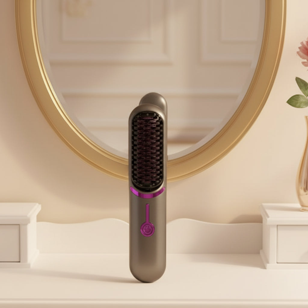 Portable Wireless Hair Straightening Brush for Effortless Styling