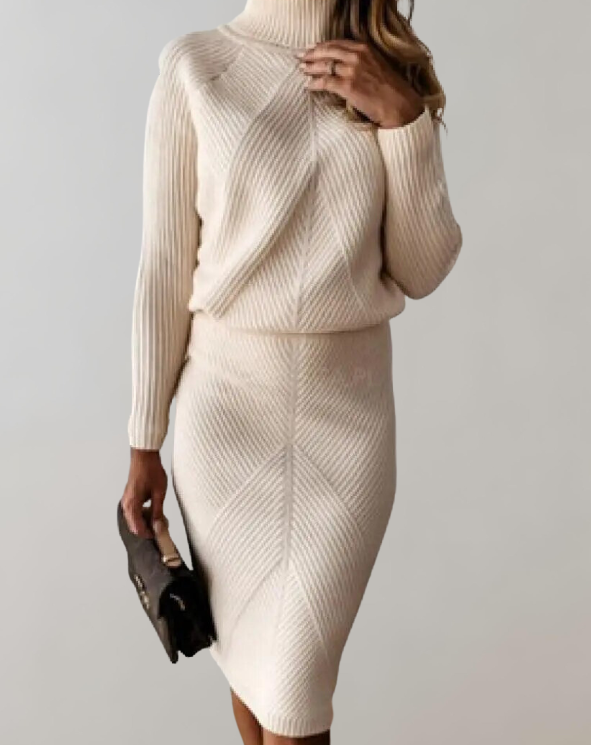 Women’s Two-Piece Set | Knit Turtleneck Sweater & Slim Pencil Skirt | Comfortable Fit & Autumn Wear