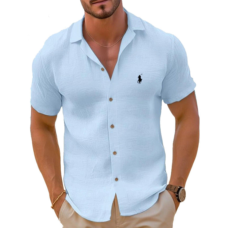 Men’s Short-Sleeve Shirt | Lightweight Linen Cotton Blend | Breathable & Easy Care | Versatile Fit