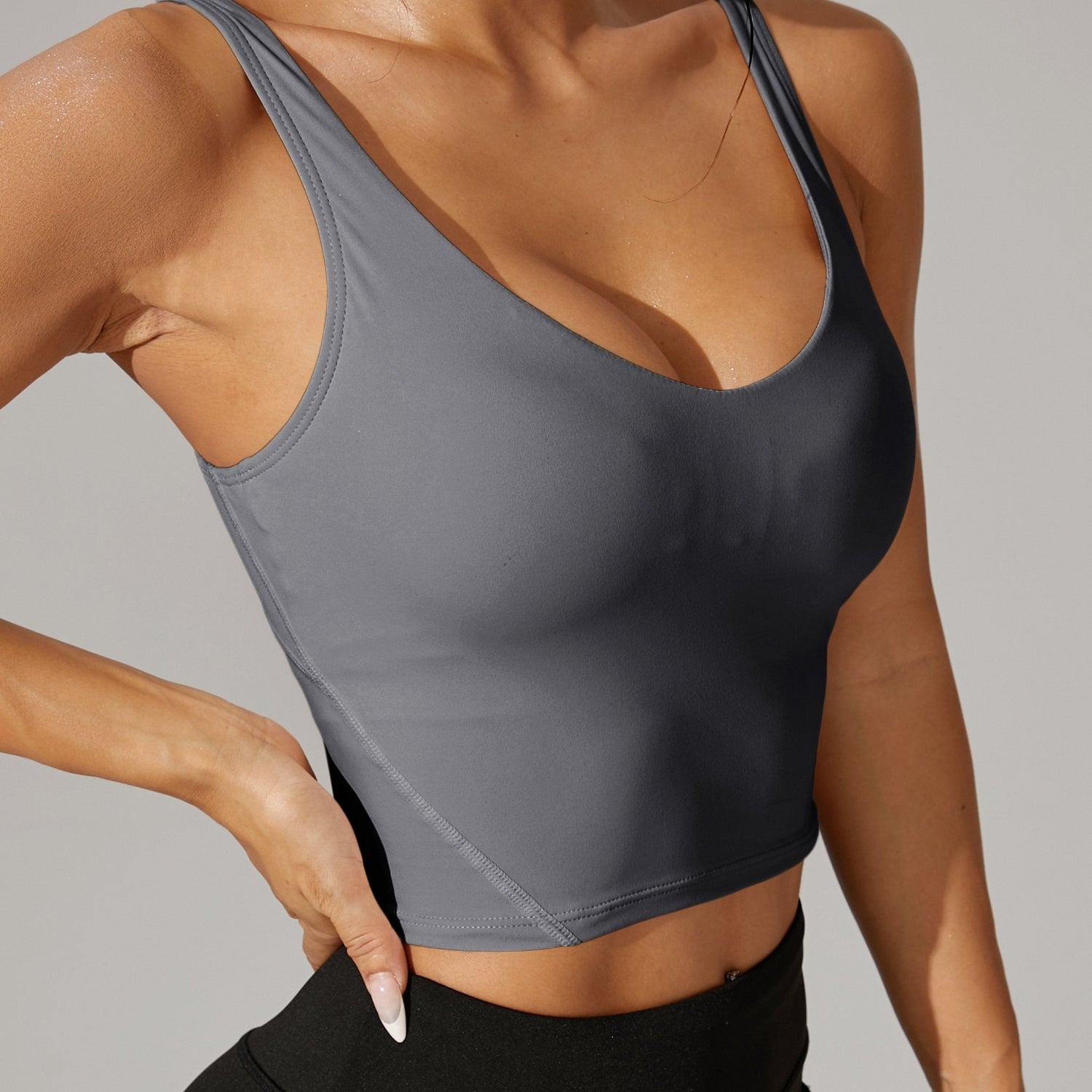 Versatile Backless V-Neck Crop Top for Active Lifestyles