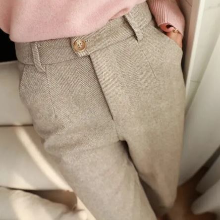 Women’s Wool Winter Pants | Tailored High-Waist Flat Front | Comfortable Figure-Flattering Fabric