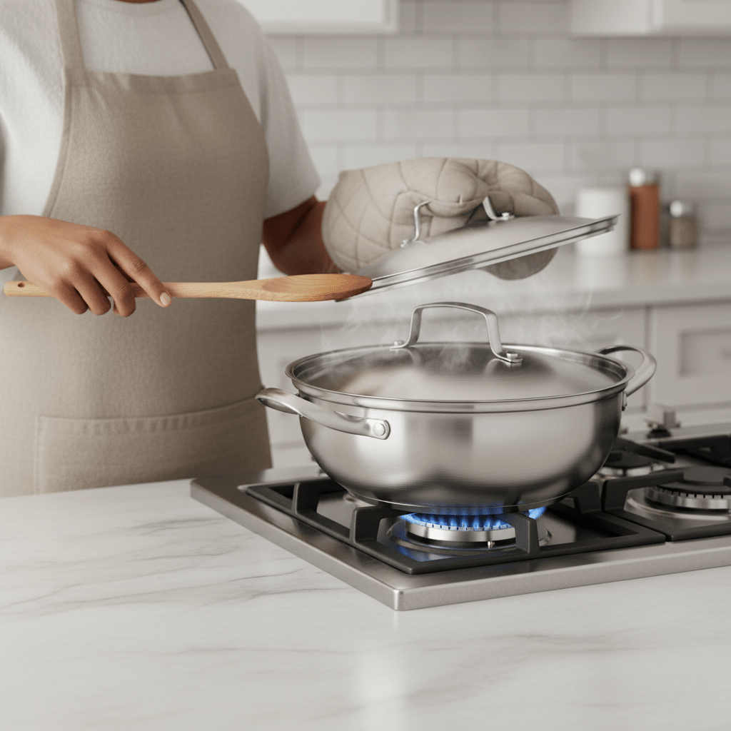Versatile Stainless Steel Cooking Pot with Glass Lid for All Heat Sources