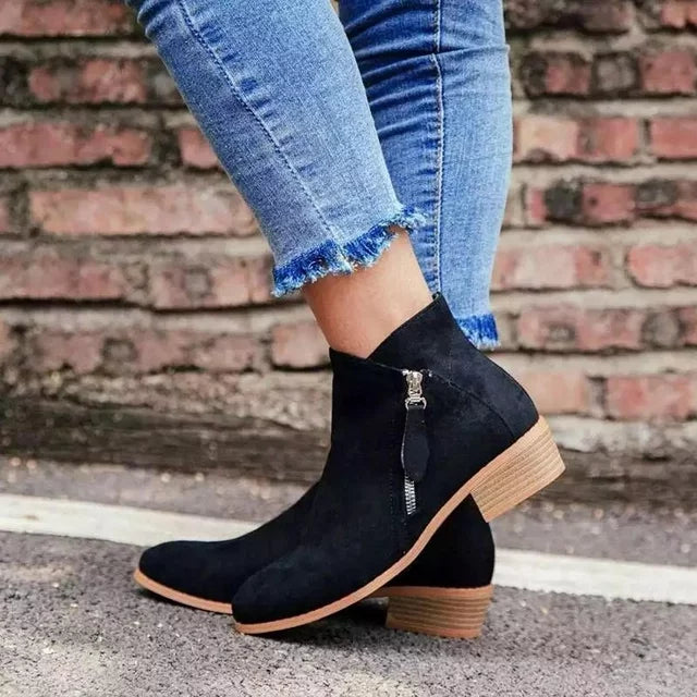 Women’s Ankle Boots | Orthopedic Support & PU Leather | Side Zipper Closure | Comfortable Fit