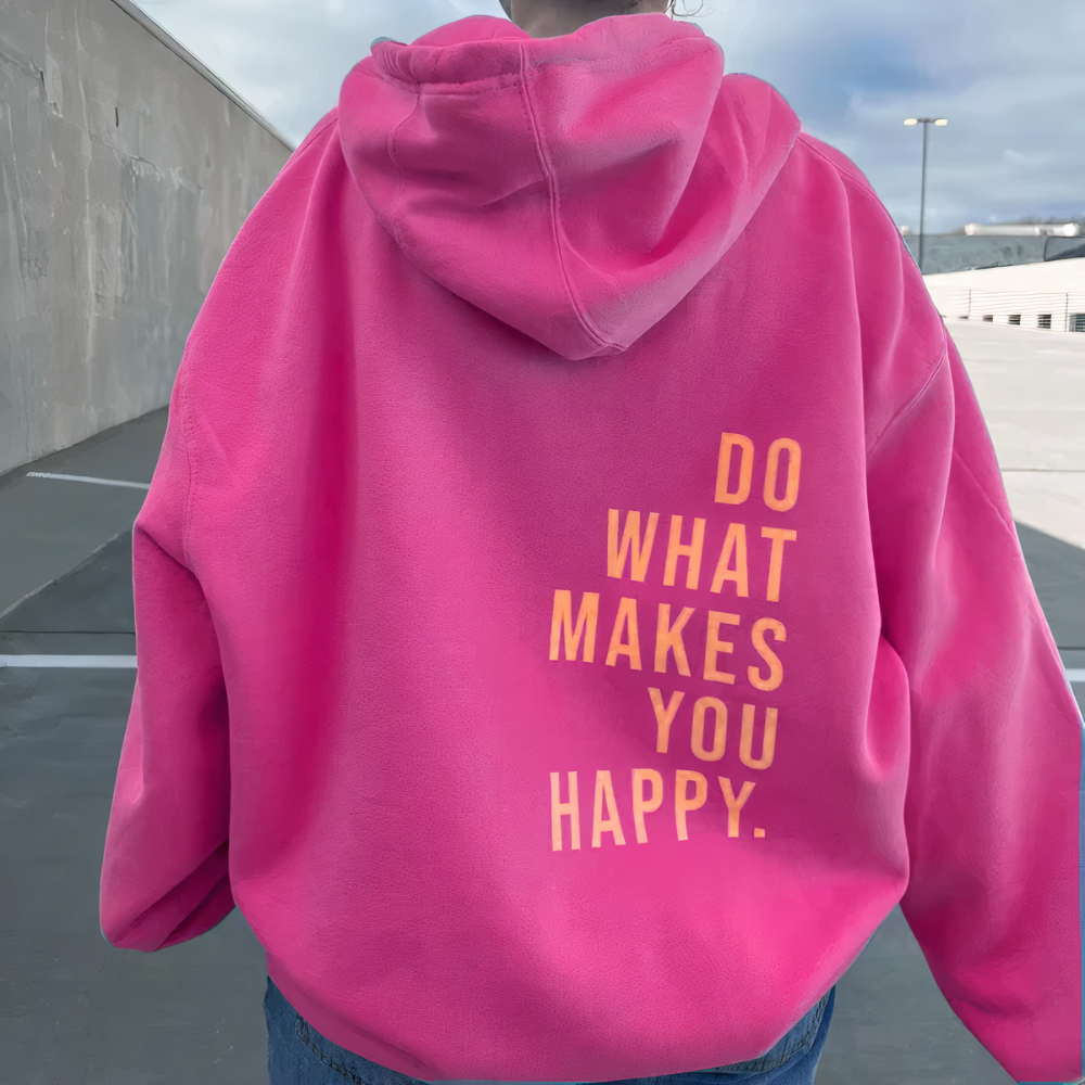 Hooded Sweatshirt | Pastel Pink Cotton Blend | Motivational Back Print | Comfortable Fit