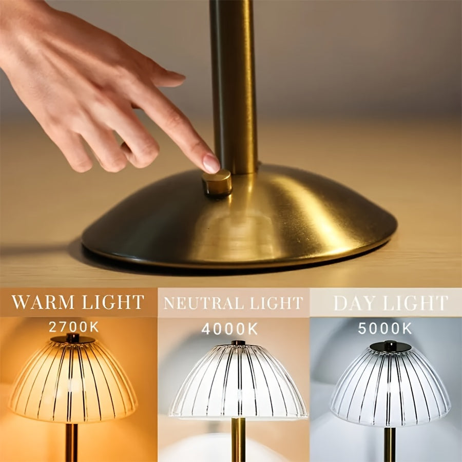 IlluminEase USB Rechargeable LED Table Lamp with Crystal Shade