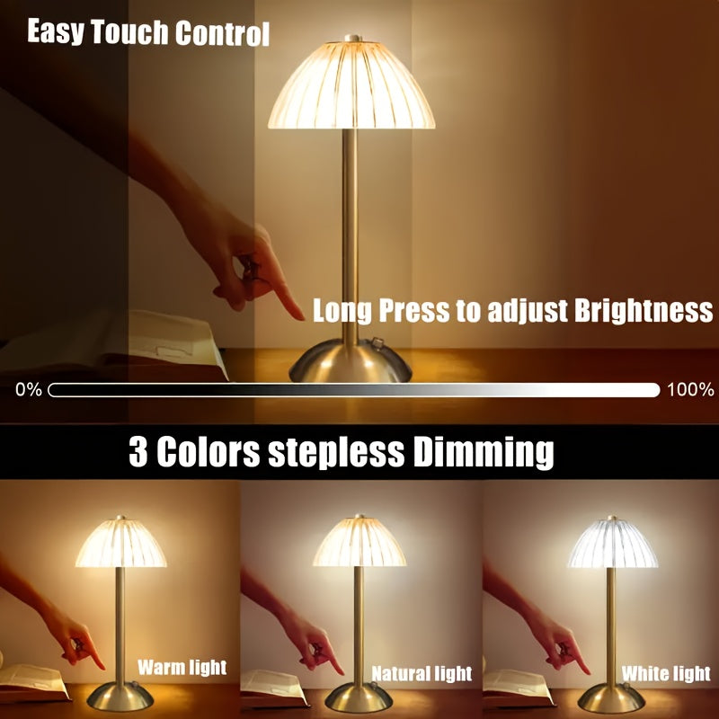 IlluminEase USB Rechargeable LED Table Lamp with Crystal Shade