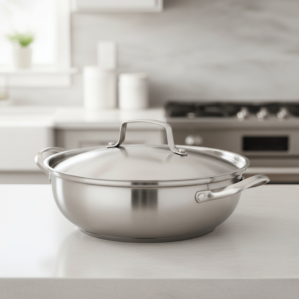 Versatile Stainless Steel Cooking Pot with Glass Lid for All Heat Sources