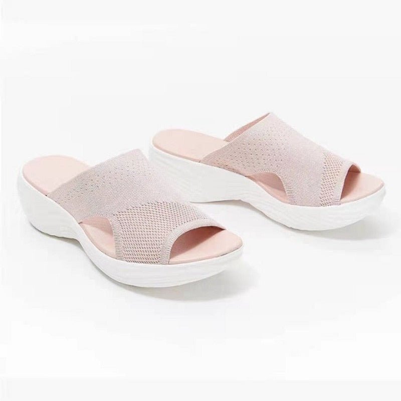 Platform Slip-On Sandals | Extra-Thick Cushioned Sole | Breathable Stretch Knit Upper | Ergonomic Support