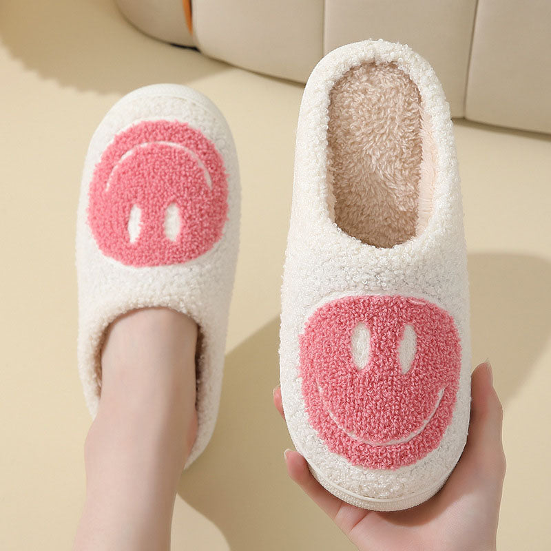 Indoor Slip-On Slippers | Plush Fleece Lining & Slip-Resistant Sole | Big Smiley Face Design | Comfortable Fit