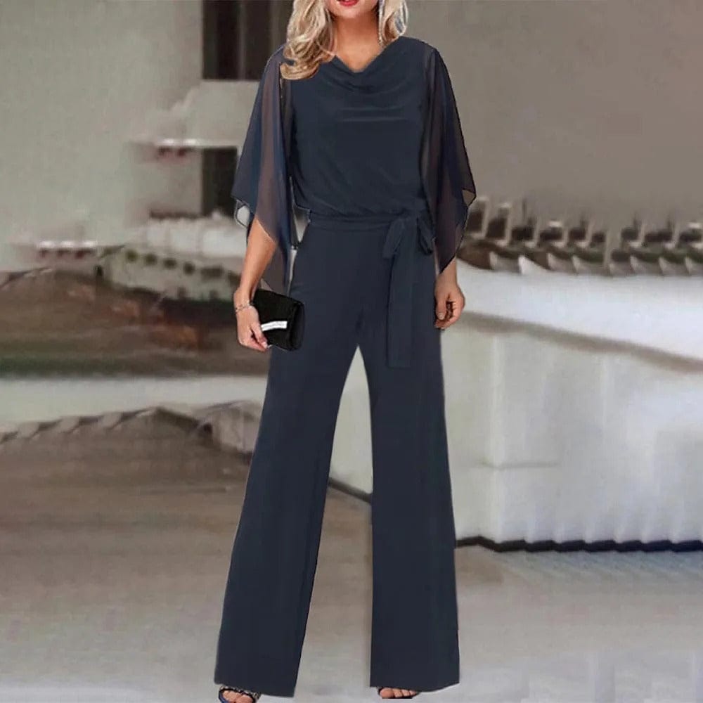 Women’s Jumpsuit | Wrap Front & Wide Leg | Polyester & Chiffon | Comfortable Fit