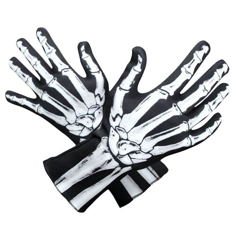 Double-Sided Skull Print Halloween Gloves β Soft, Breathable Costume Accessory