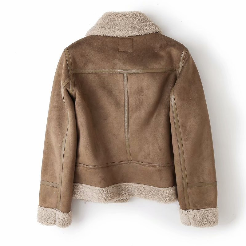 Women’s Leather Jacket | Sherpa Fleece Lining & Metal Zipper | Mid-Length Cut | Comfortable Fit