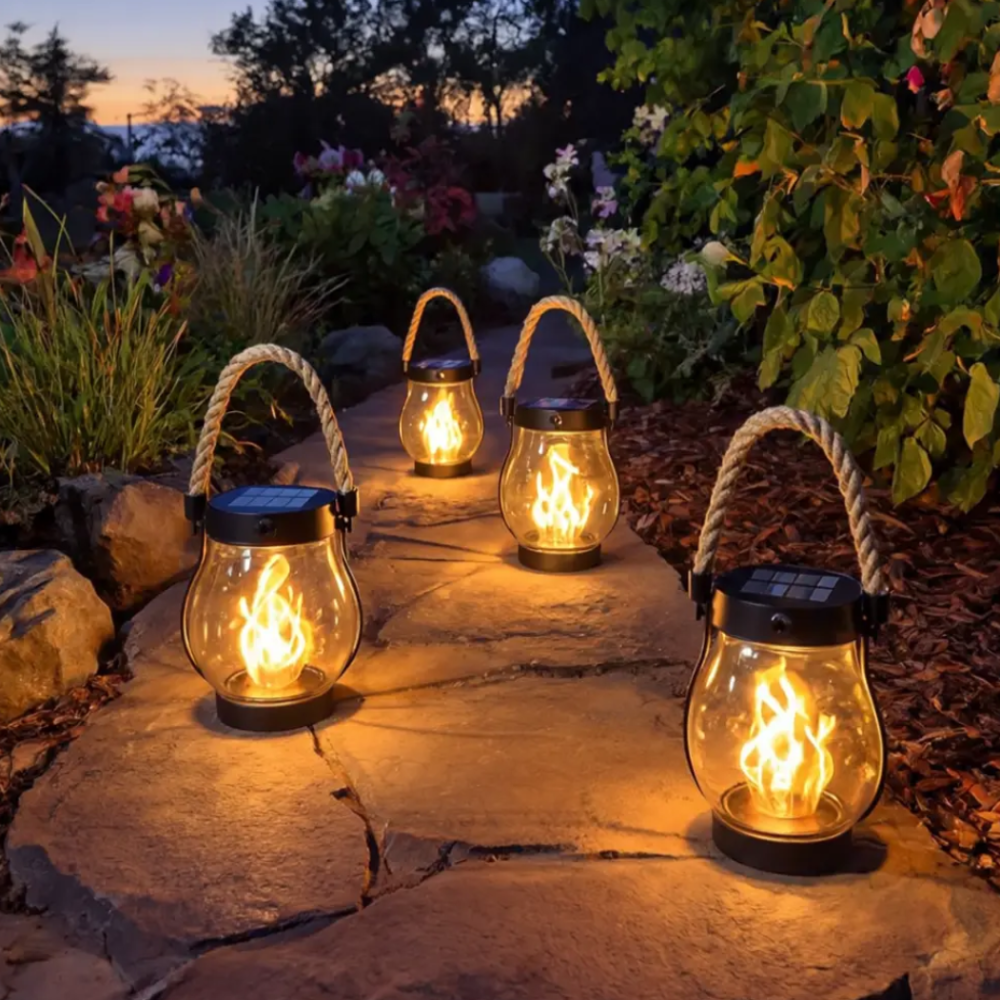 Charming Solar Lantern with Flickering Flame Effect for Outdoors