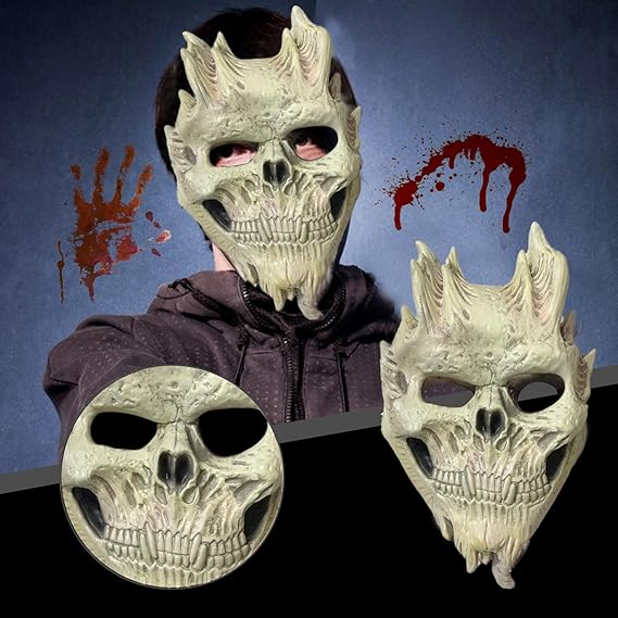 Realistic Halloween Demon Skeleton Mask Silicone Horror Costume Mask