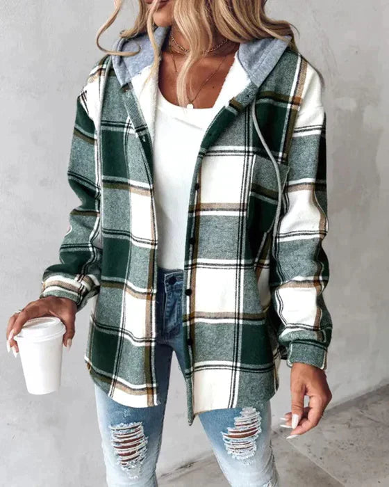 Women's Hooded Jacket | Traditional Check Pattern | Soft Terylene Fabric | Autumn and Winter Wear