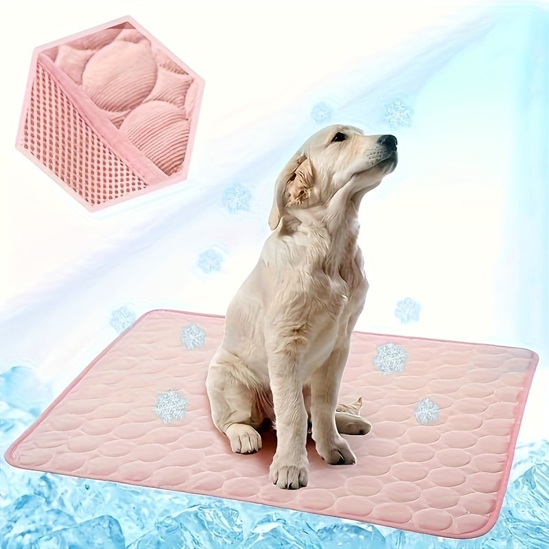 Cooling Pad for Dogs - Ice-Sliky Breathable Polyester Fabric, Lightweight & Easy to Clean, Non-Electric Heat Relief for All Dog Sizes (Small to Large Breeds), Dog Cooling Mat