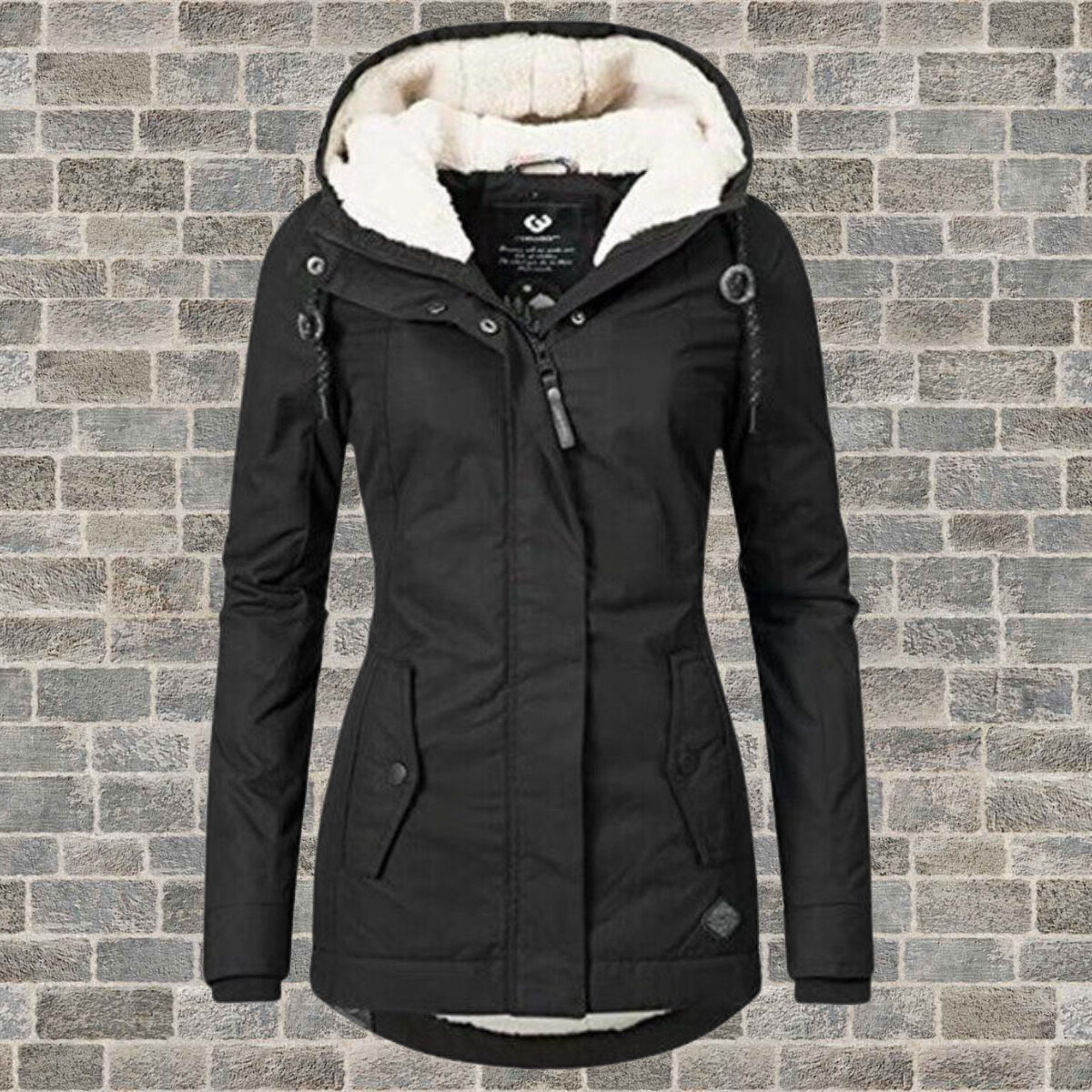 Women’s Hooded Coat | Pleated Design with Lambskin Hood | Cotton Blend | Cozy Warmth