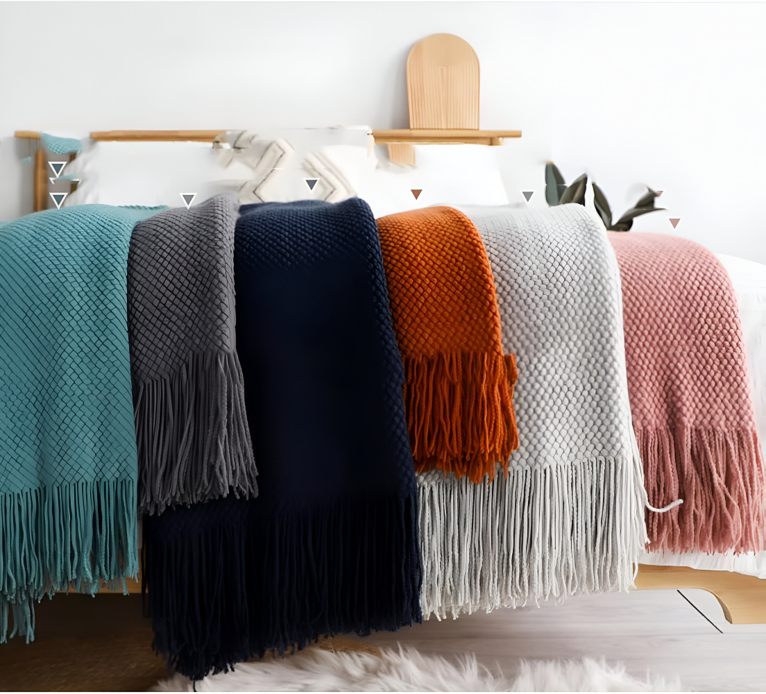 Plaid Blanket | Coarse Knit | All-Season Comfort | Acrylic