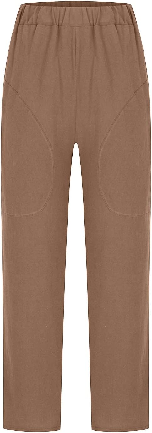 Women's Relaxed-Fit Linen-Blend Pants | Elastic Waistband & Side Pockets | Breathable Fabric | Comfortable Everyday Wear