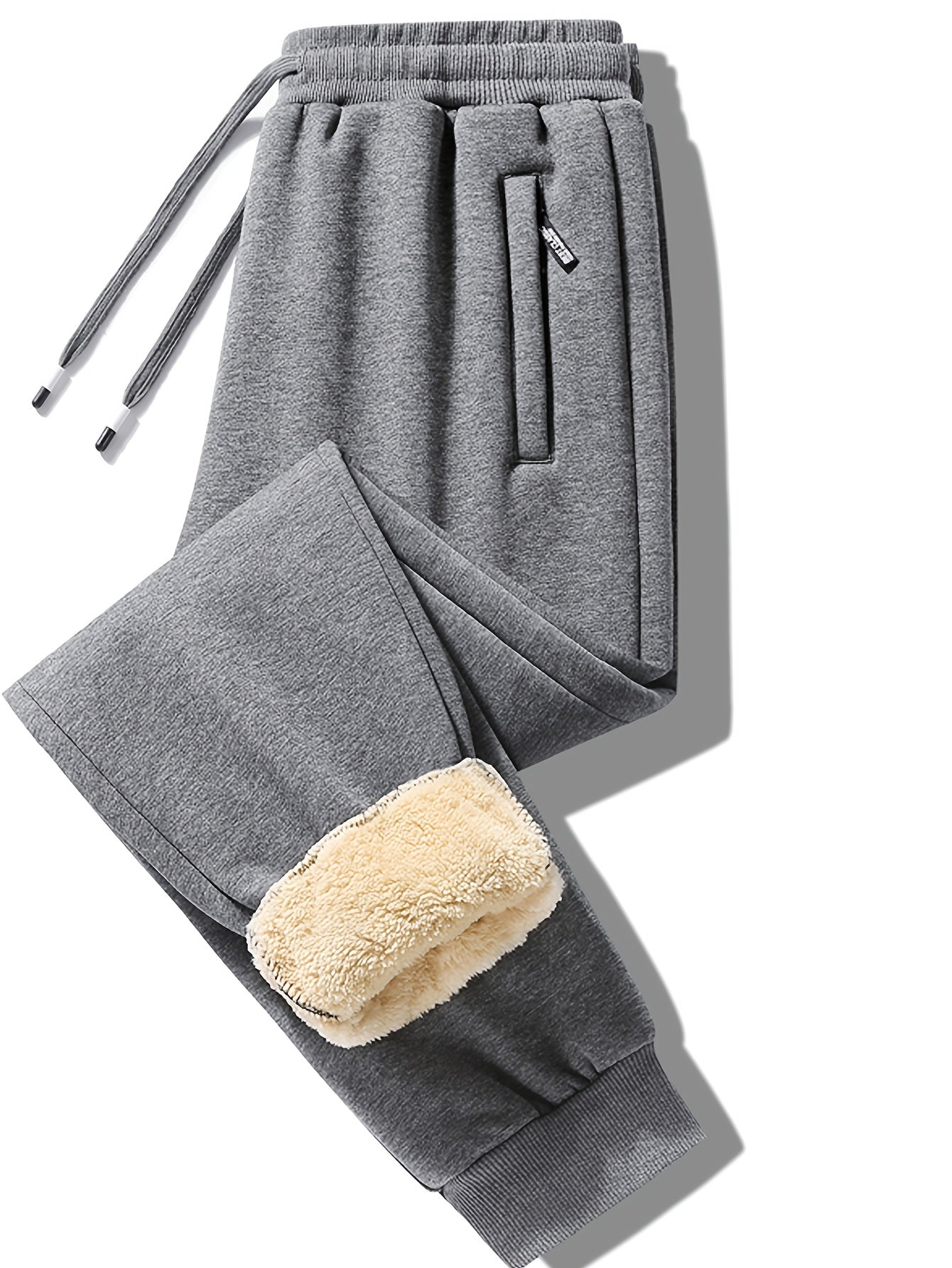 Fleece Sweatpants | Zippered Pockets | Warm and Comfortable | Fabric