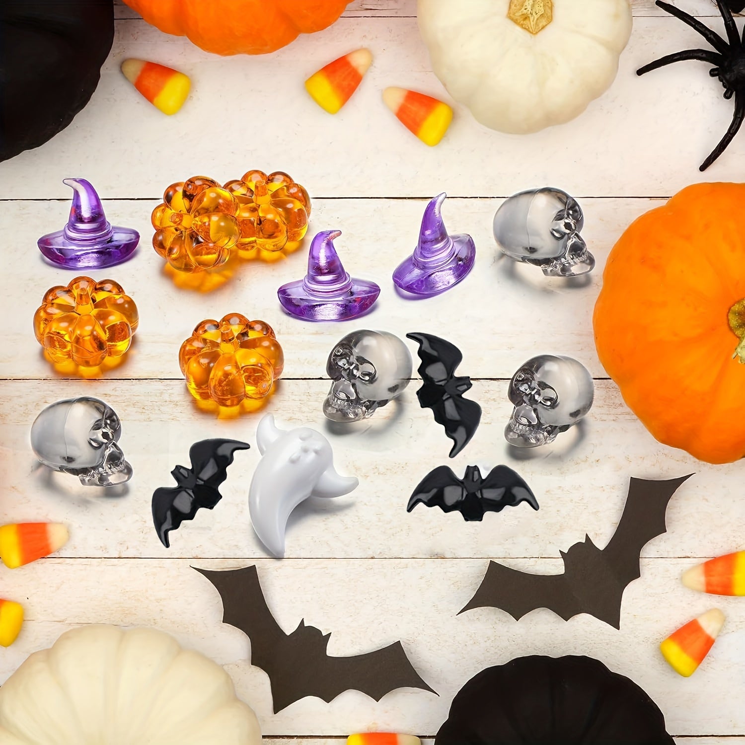 40-Piece Halloween Acrylic Table Decorations Set with Pumpkin & Skull Designs