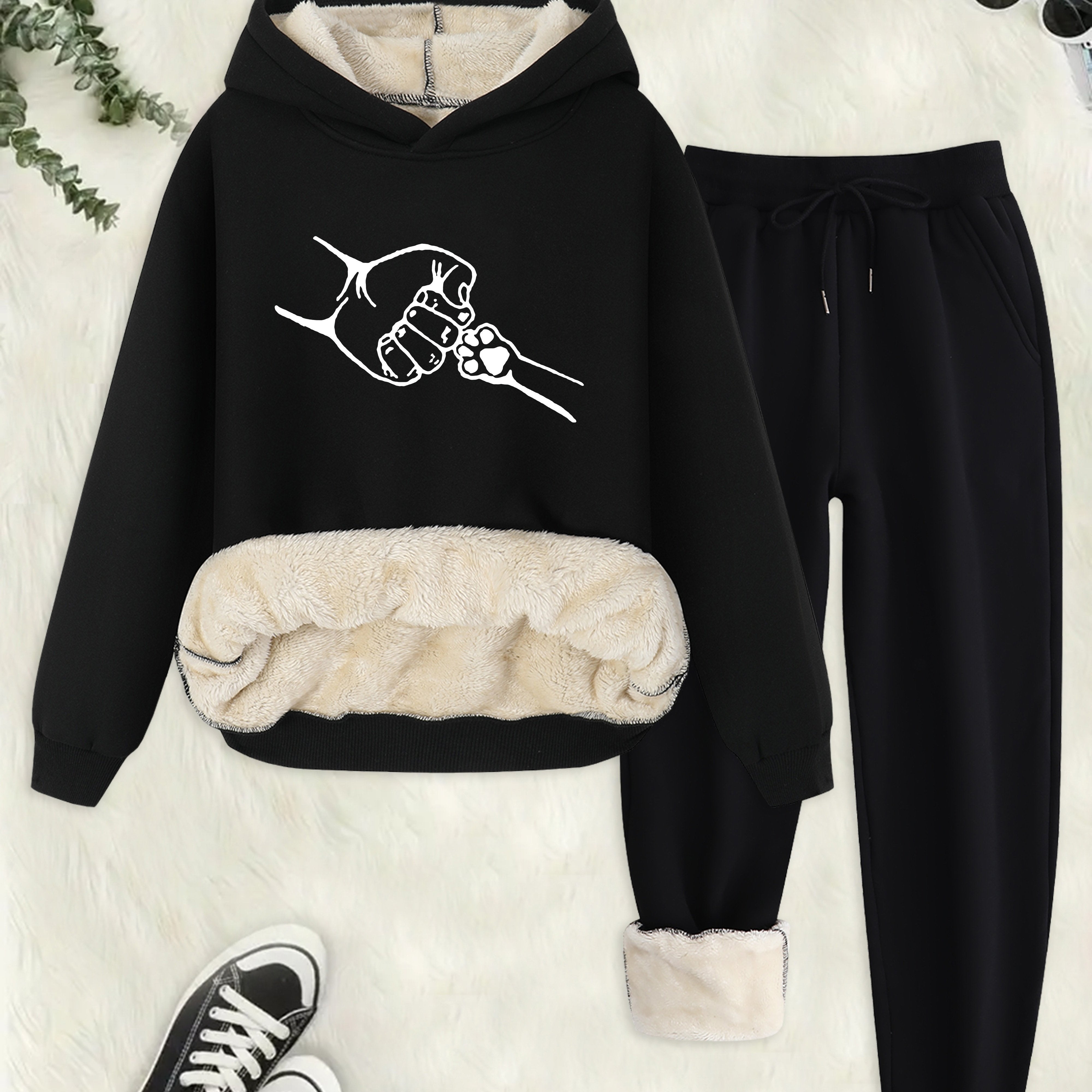 Women’s Hoodie Joggers Set | Fleece-Lined | Warm and Cozy Fit | Polyester