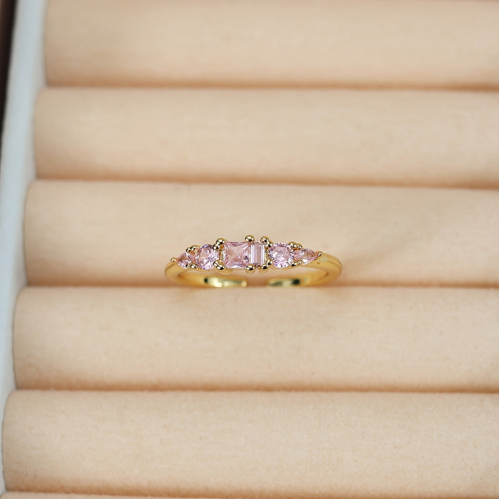 Stackable Elegance: Gold Ring Set with Dazzling Stones