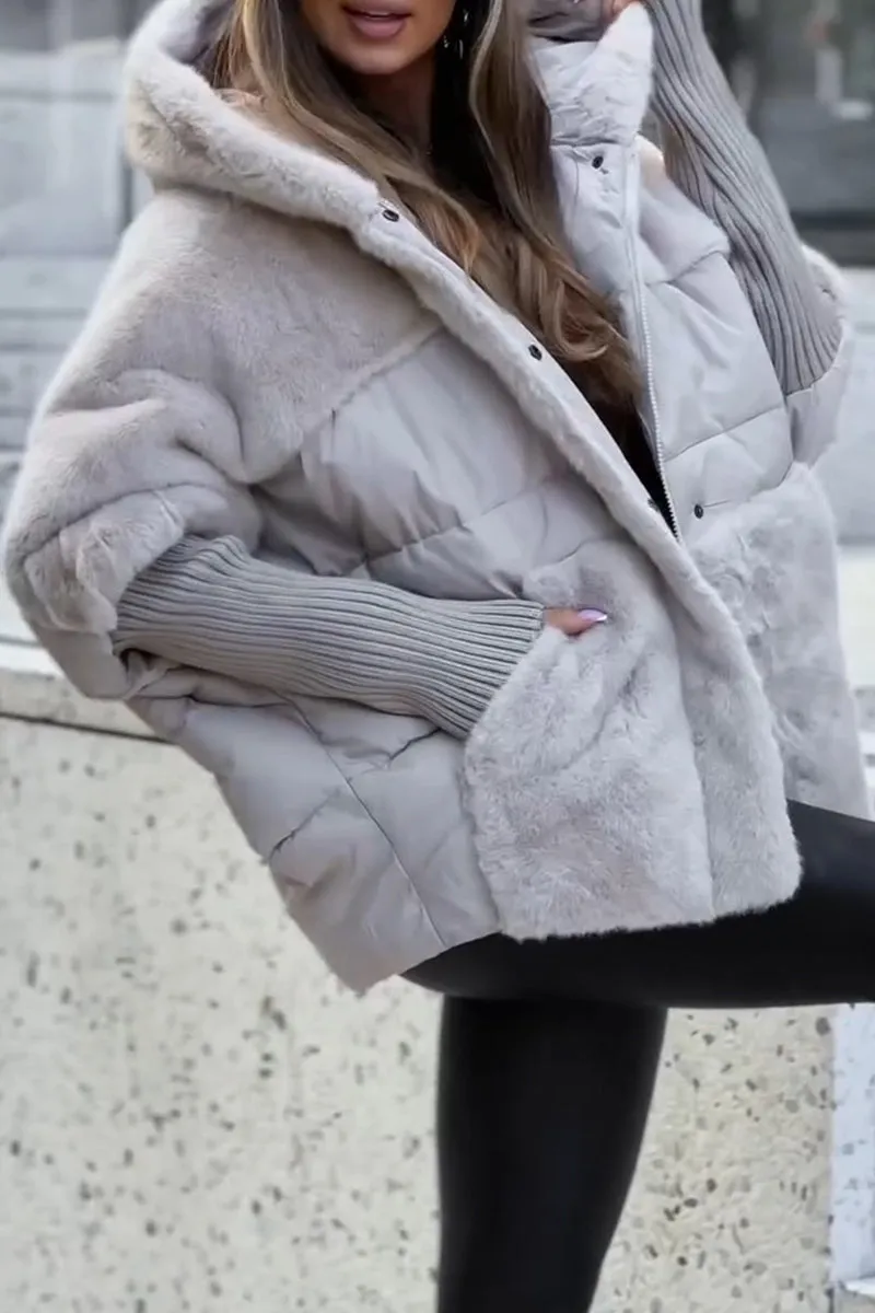 Women’s Bomber Jacket | Multicolored Hooded Design | Polyester & Recycled Fibers | Warm Insulation