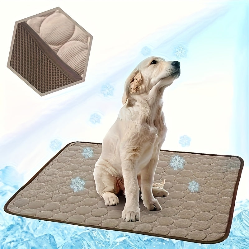 Cooling Pad for Dogs - Ice-Sliky Breathable Polyester Fabric, Lightweight & Easy to Clean, Non-Electric Heat Relief for All Dog Sizes (Small to Large Breeds), Dog Cooling Mat